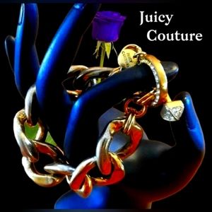 Y2K Juicey Couture Large Link Gold Tone Bracelet with Toggle Clasp & Rhinestones